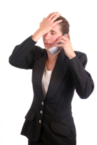 Business person with a technical support headache